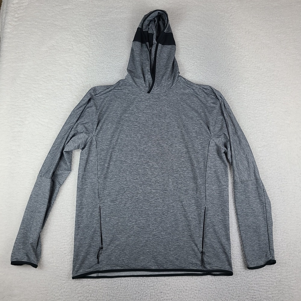 HILL CITY Hoodie Mens Large Gray Zipper Pocket Lightweight Activewear